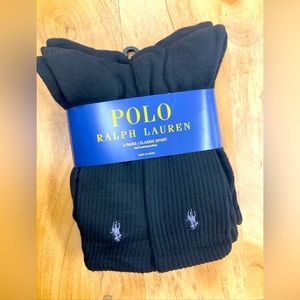 Polo Ralph Lauren Men's Classic Sport Socks Crew Cushioned Sole 6 Pairs New